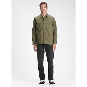 Gap Long Sleeve Chamois Shirt Jacket Shacket Olive Green Standard Stretch L